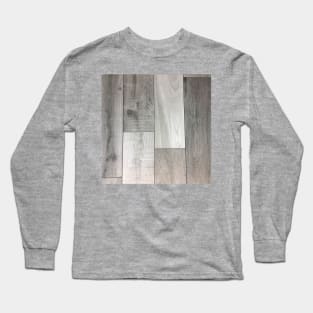 geometric minimalist cubism grey white washed barn wood Long Sleeve T-Shirt